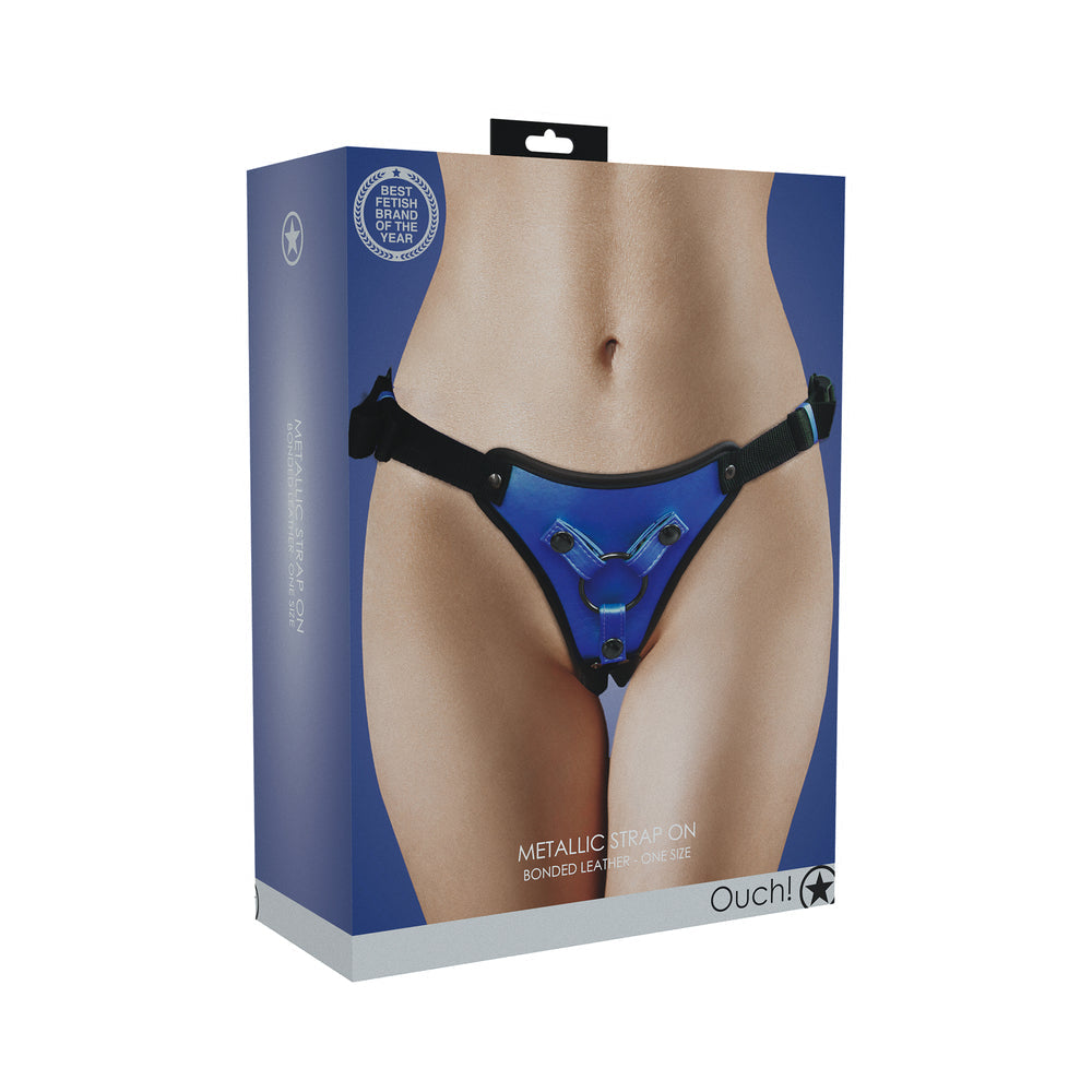Ouch! Metallic Strap-On Harness MetBlue